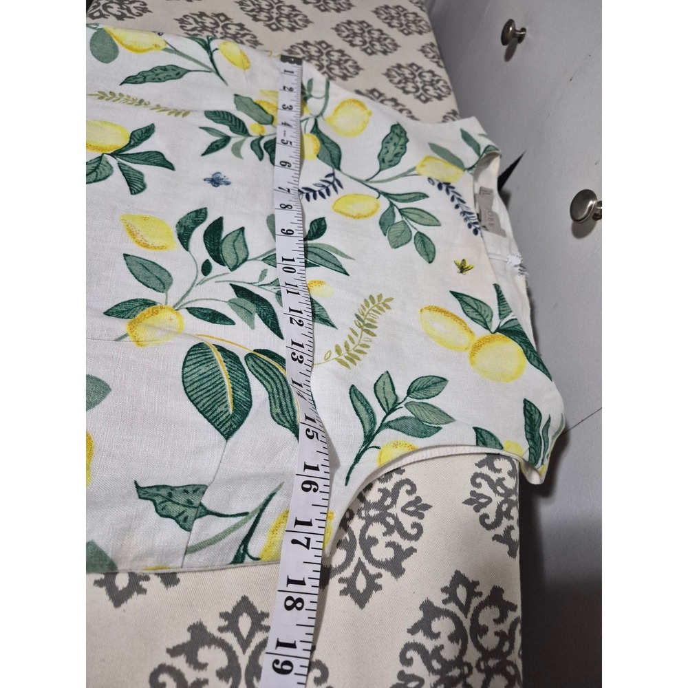 Hobbs London 100% Linen Lemon Print Sleeveless Shift Dress White Yellow US 8 - Picture 7 of 7